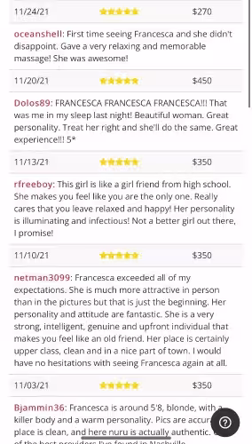 Escort/Massage Francesca in Nashville, TN